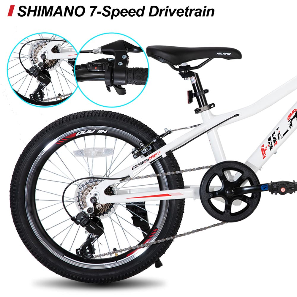 HILAND Gamille 20 Inch Mountain Bike for Girl and Boys 7 Speed with Aluminum Frame