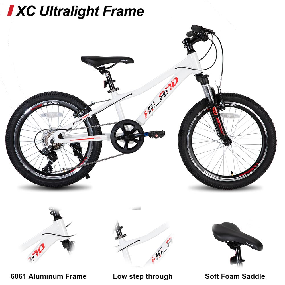 HILAND Gamille 20 Inch Mountain Bike for Girl and Boys 7 Speed with Aluminum Frame