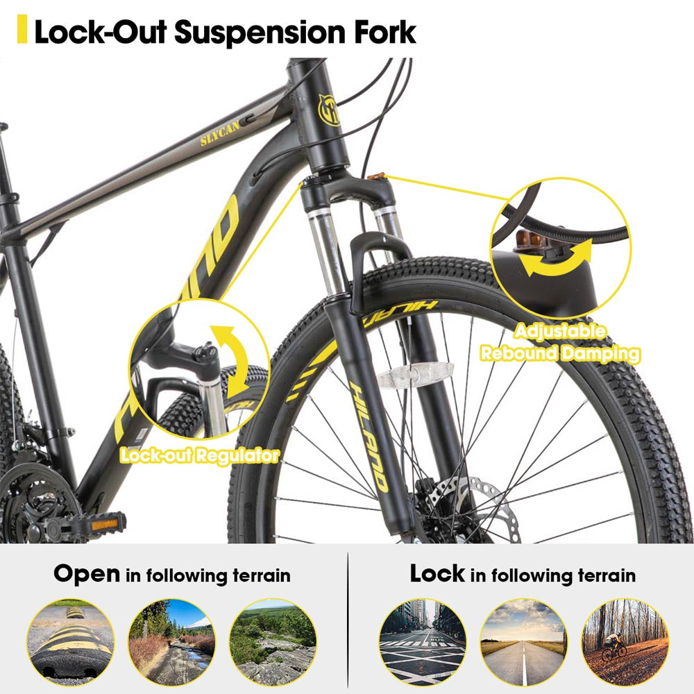 HILAND Slycan 27.5 inch Mountain Bike 21 Speeds Aluminum Frame Hydraulic Disc-Brake