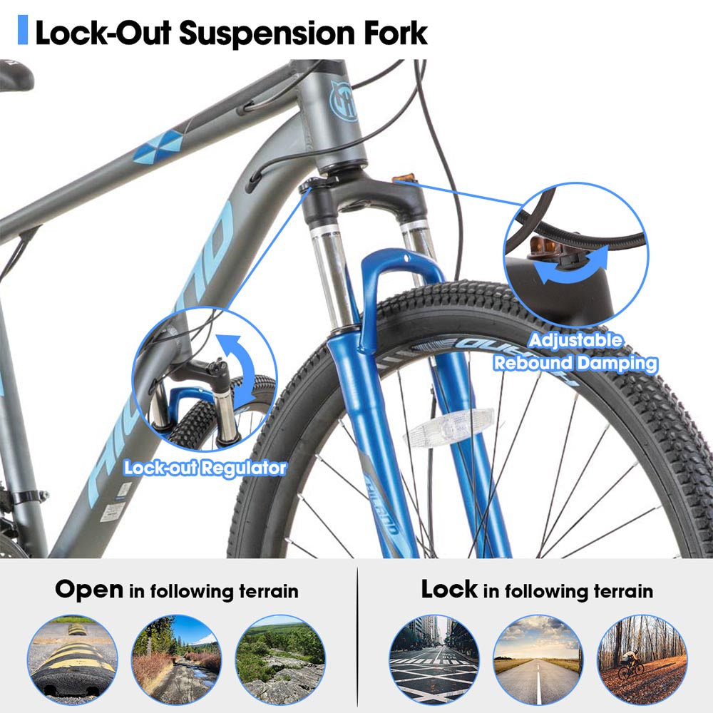 HILAND Slycan 27.5 inch Mountain Bike 21 Speeds Aluminum Frame Hydraulic Disc-Brake
