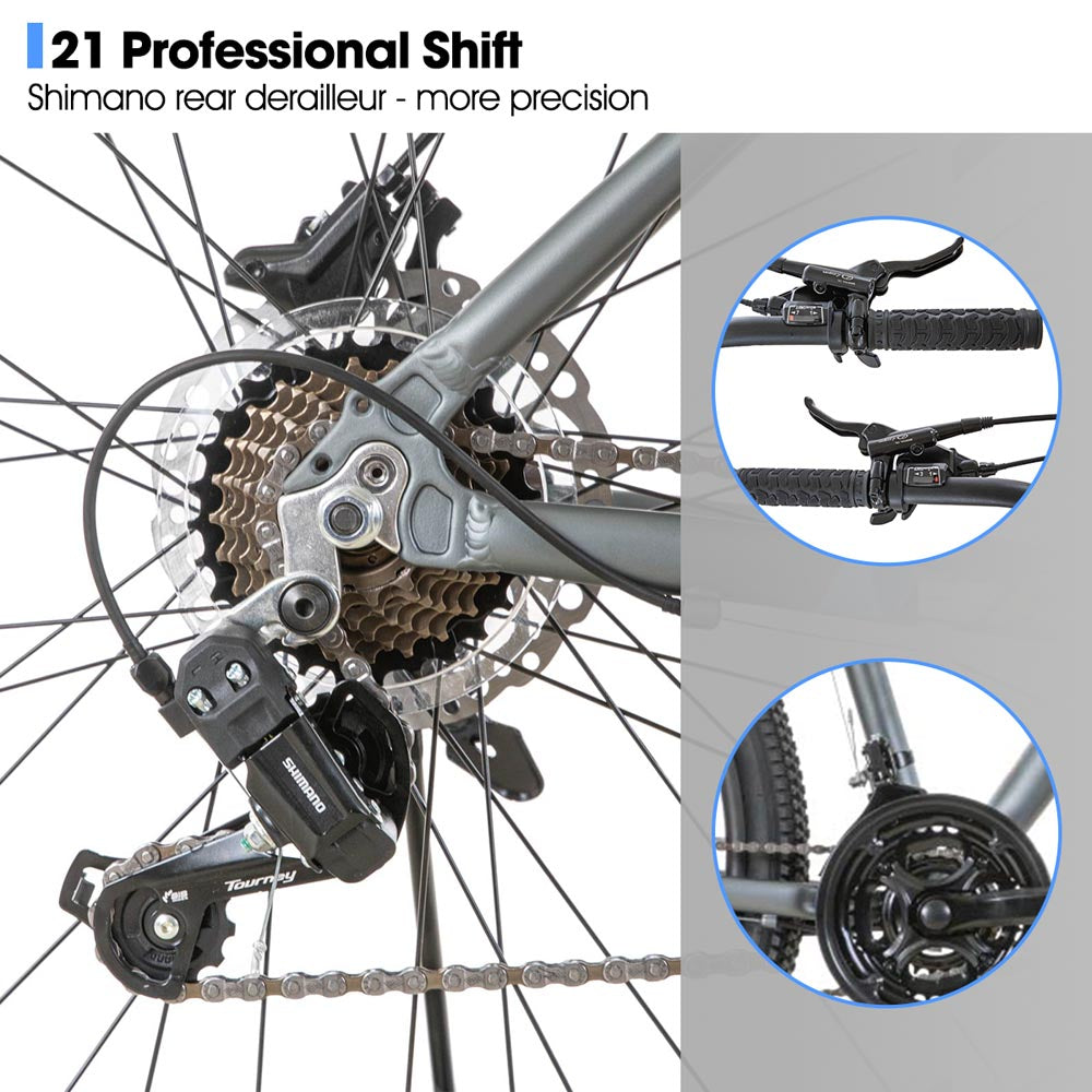 HILAND Slycan 27.5 inch Mountain Bike 21 Speeds Aluminum Frame Hydraulic Disc-Brake