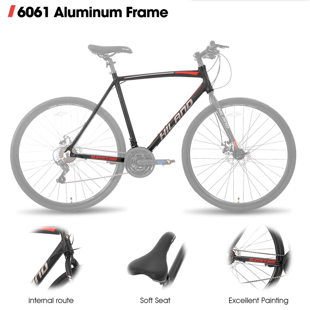 HILAND Clifford 700C Road Hybird Bike 21 speeds City Commuter Bicycle with Disc Brake