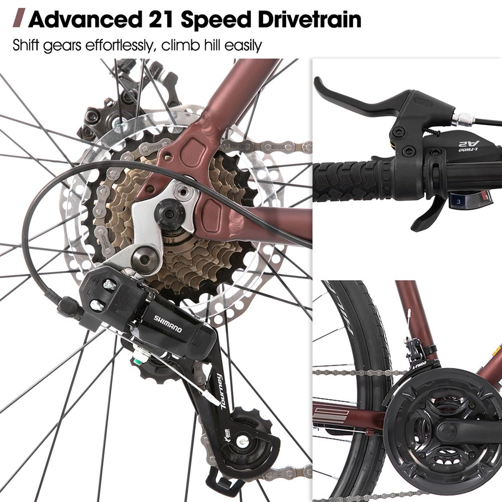 HILAND Clifford 700C Road Hybird Bike 21 speeds City Commuter Bicycle with Disc Brake