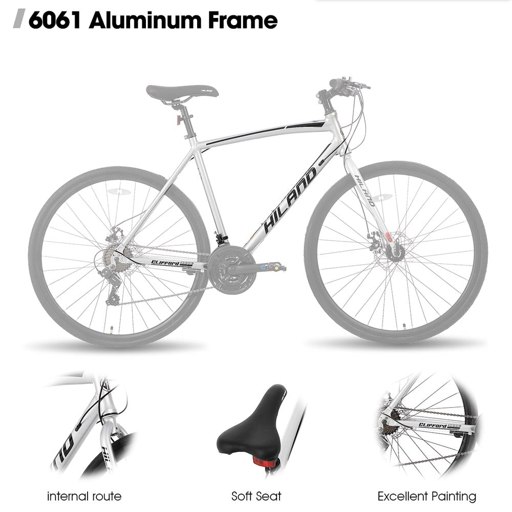 HILAND Clifford 700C Road Hybird Bike 21 speeds City Commuter Bicycle with Disc Brake