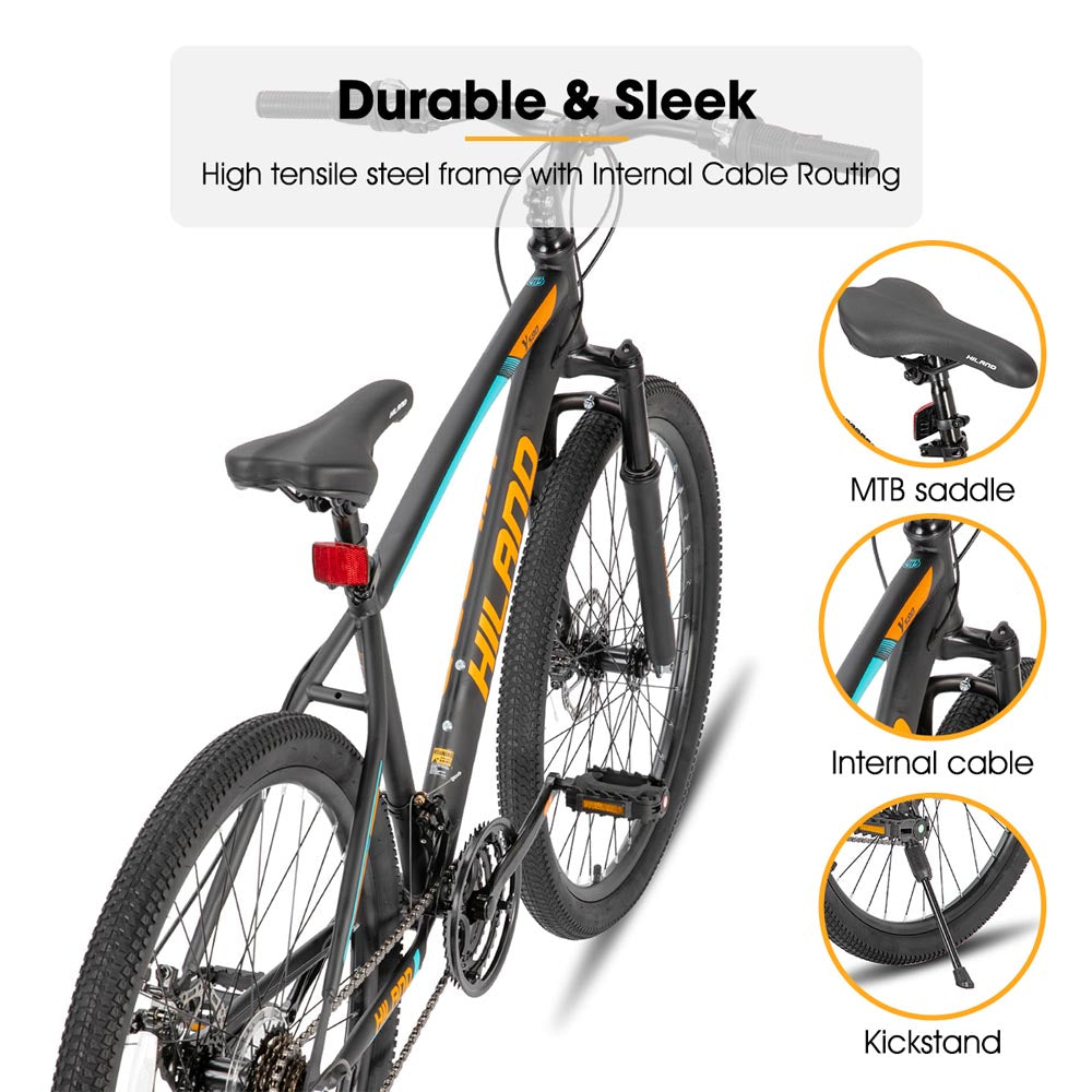 HILAND Ridge Mens and Womens Mountain Bike 26 27 Inch 21 Speed with Dual Disc Brake