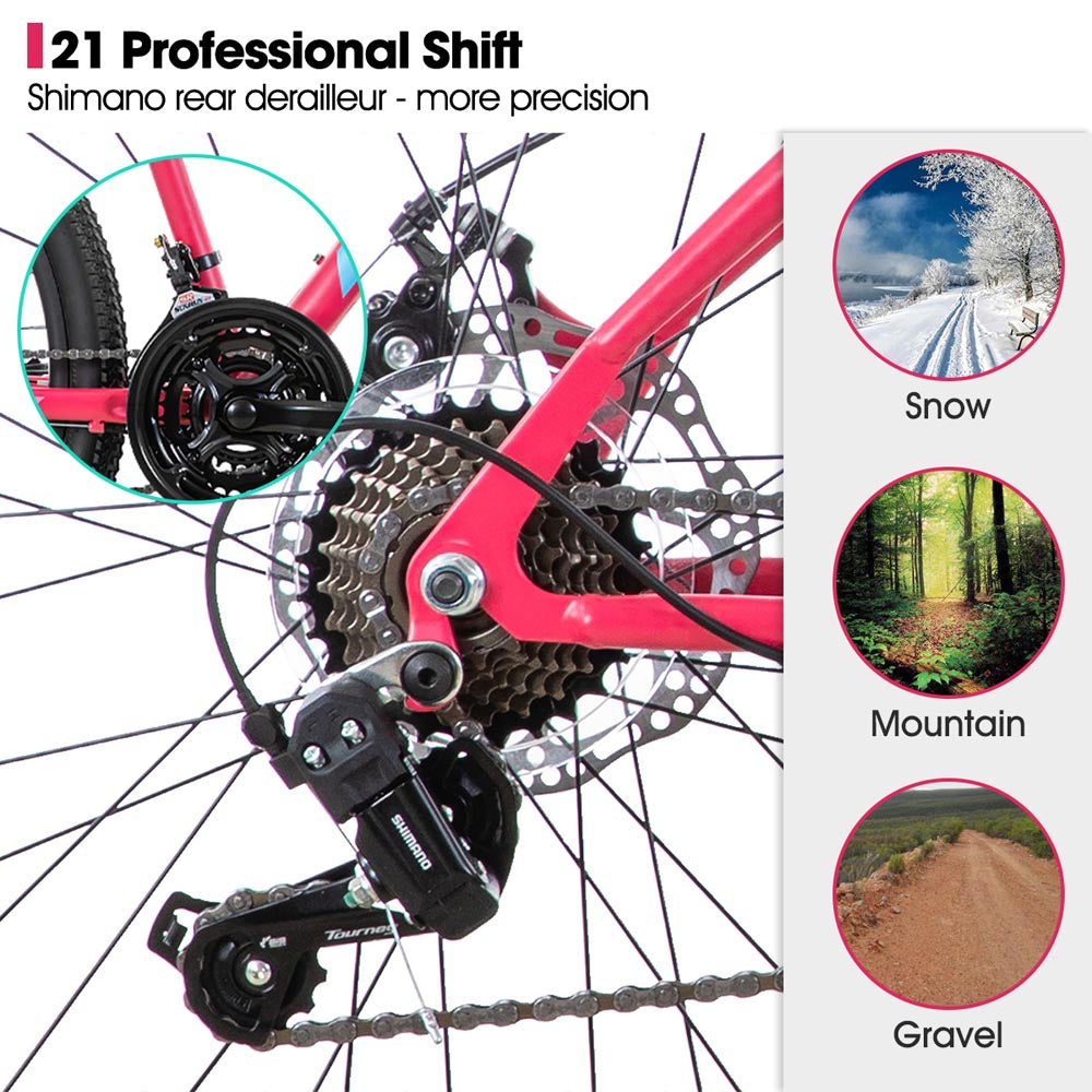 HILAND Gamille 3.0 | 26 Inch Womens Mountain Bike with Step-Through Frame, 21 Speeds MTB