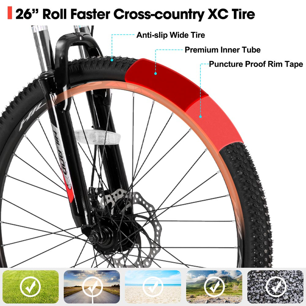 HILAND H200 | 26 Inch Mountain Bike 21 Speeds Drivetrain Aluminum Frame Disc-Brake