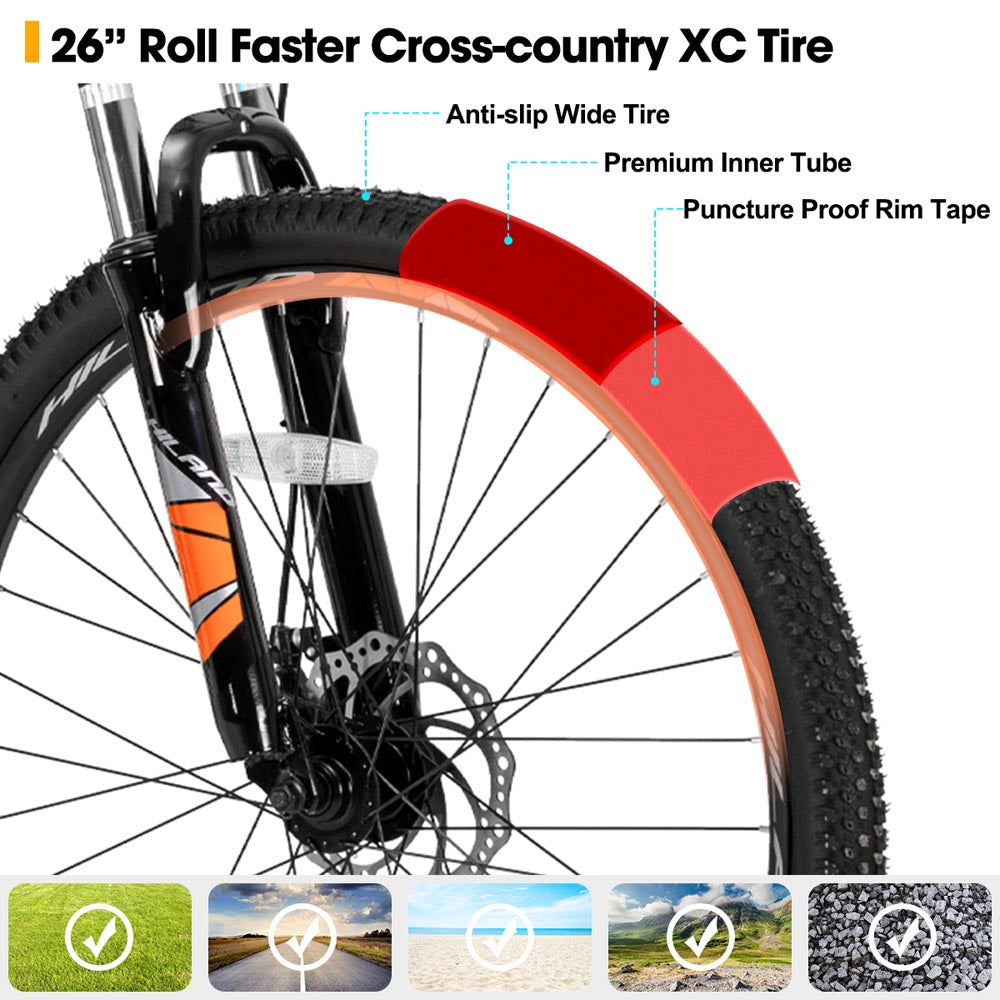 HILAND H200 | 26 Inch Mountain Bike 21 Speeds Drivetrain Aluminum Frame Disc-Brake