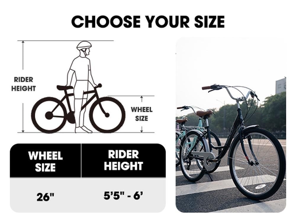 HILAND Flare 26 inch Complete Beach Cruiser City Bike for Adults