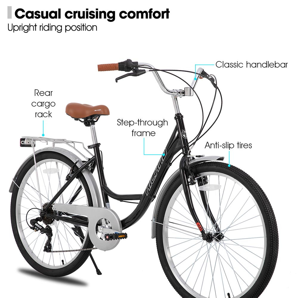 HILAND Flare 26 inch Complete Beach Cruiser City Bike for Adults