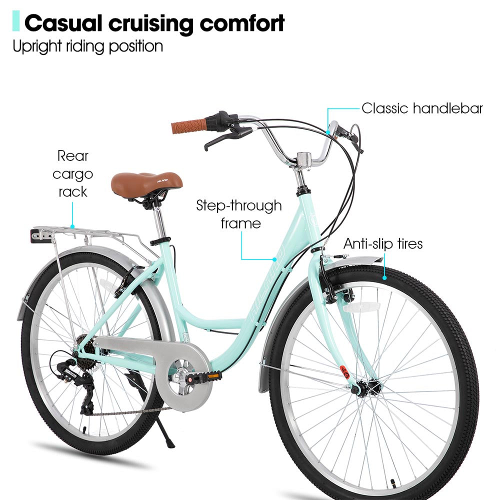 HILAND Flare 26 inch Complete Beach Cruiser City Bike for Adults