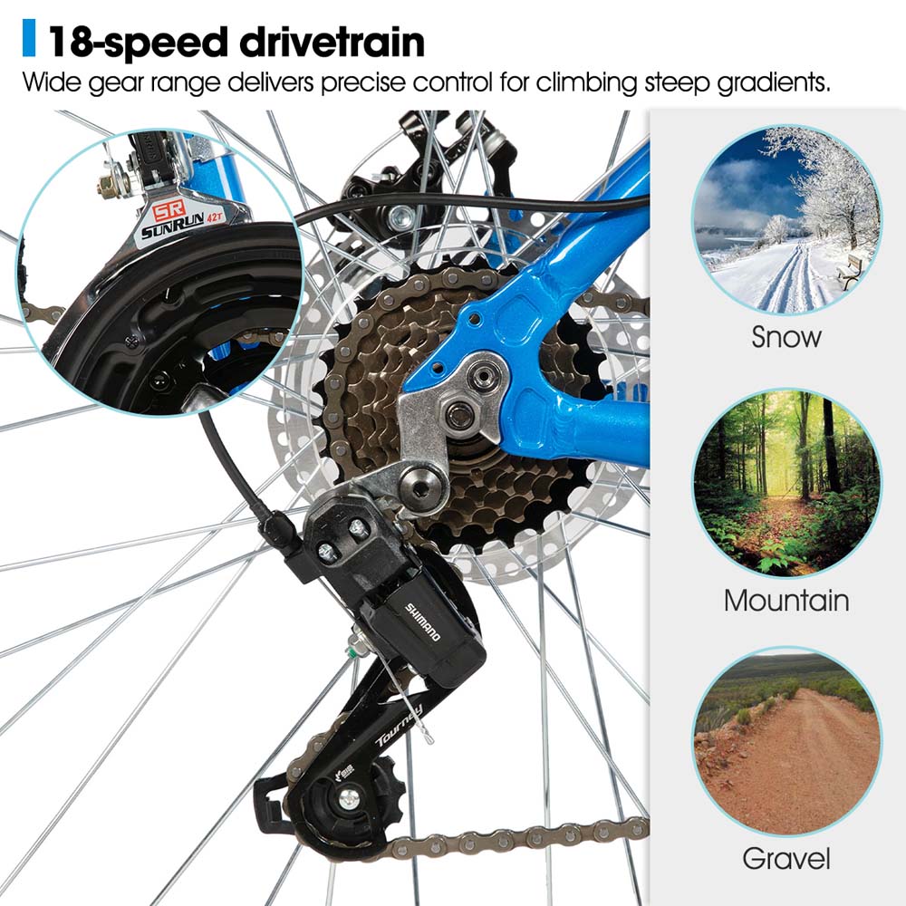 HILAND H200 | 26 27.5 inch Mountain Bike 18 Speeds , Suspension Fork, Aluminum Frame Disc-Brake for Men Women