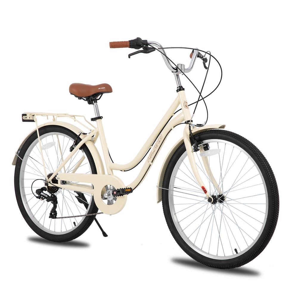 HILAND Breeze 26 inch Beach Cruiser Commuter Bike for Men and Women with Rear Rack