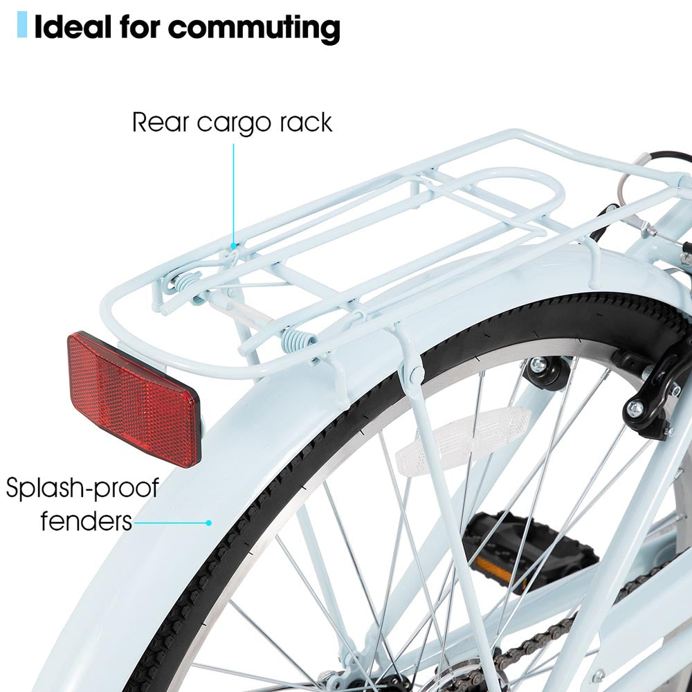 HILAND Breeze 26 inch Beach Cruiser Commuter Bike for Men and Women with Rear Rack