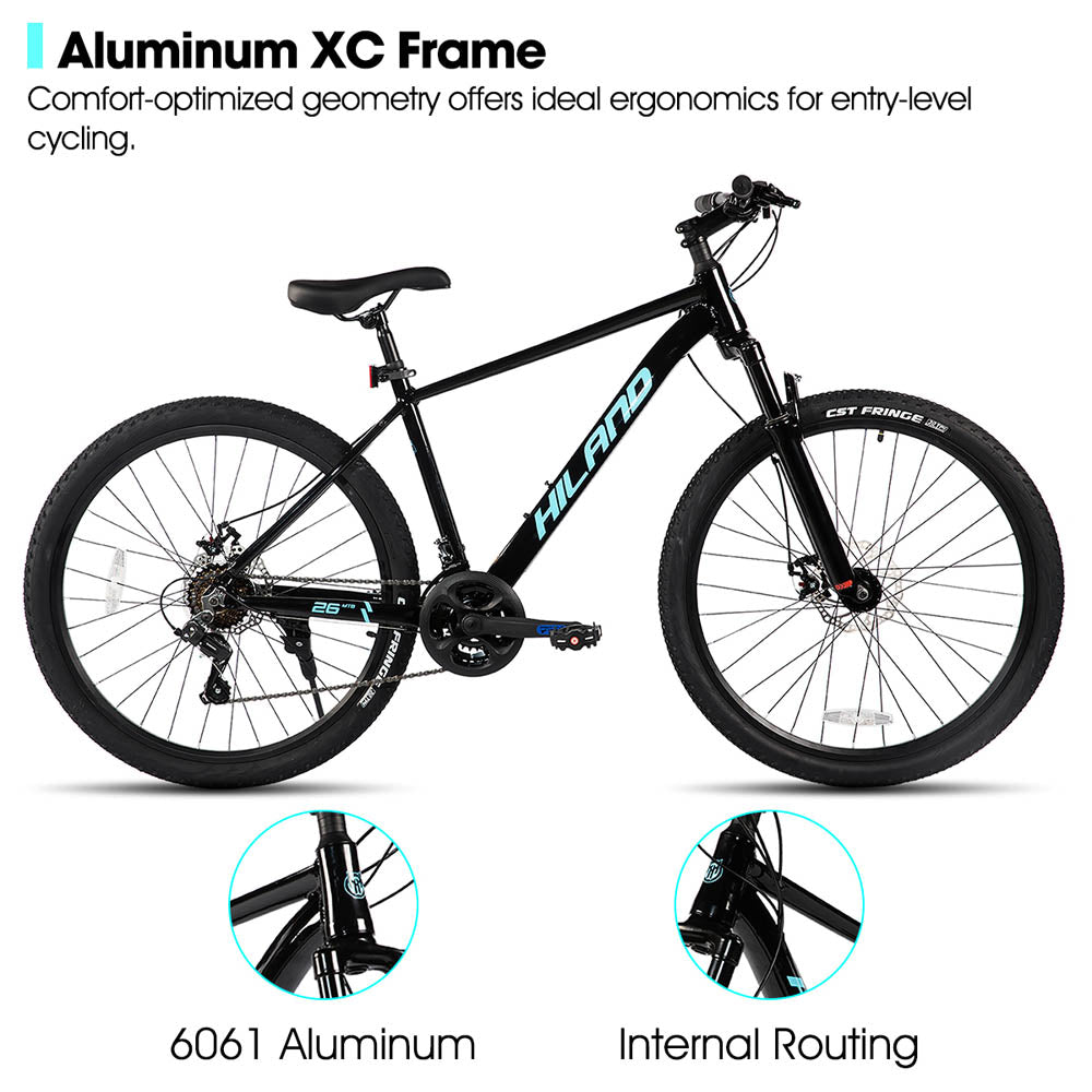 HILAND ZEAL 26 Inch Mens and Womens Mountain Bike 21 Speed Mountain Bicycle