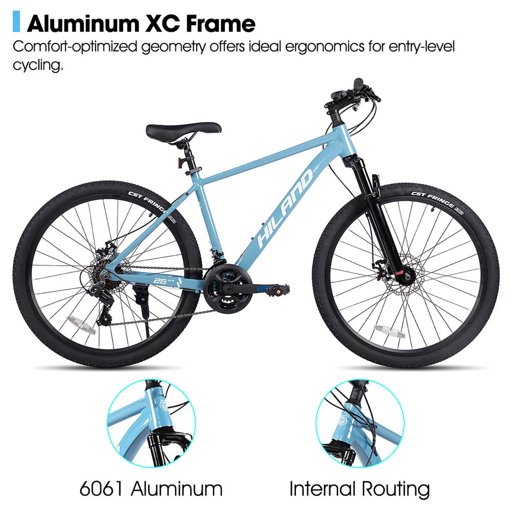 HILAND ZEAL 26 Inch Mens and Womens Mountain Bike 21 Speed Mountain Bicycle