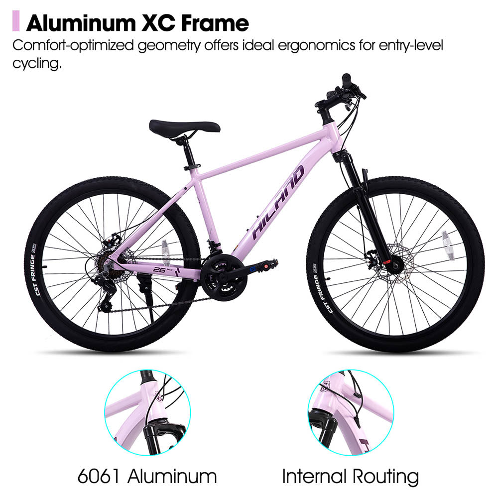 HILAND ZEAL 26 Inch Mens and Womens Mountain Bike 21 Speed Mountain Bicycle