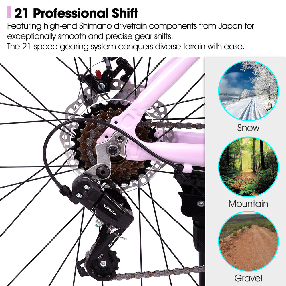 HILAND ZEAL 26 Inch Mens and Womens Mountain Bike 21 Speed Mountain Bicycle