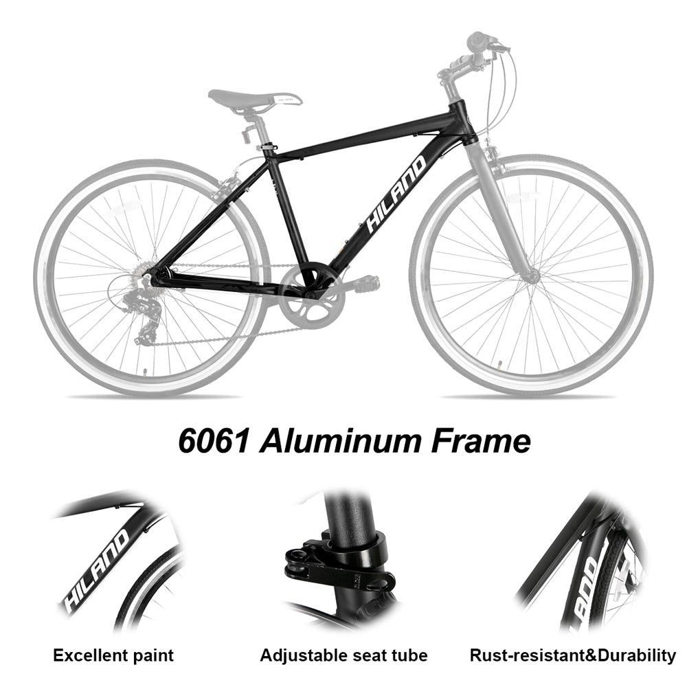 Hiland Flow 700C Wheels Hybrid Bike for Mens and Womens Urban Commuter Bike