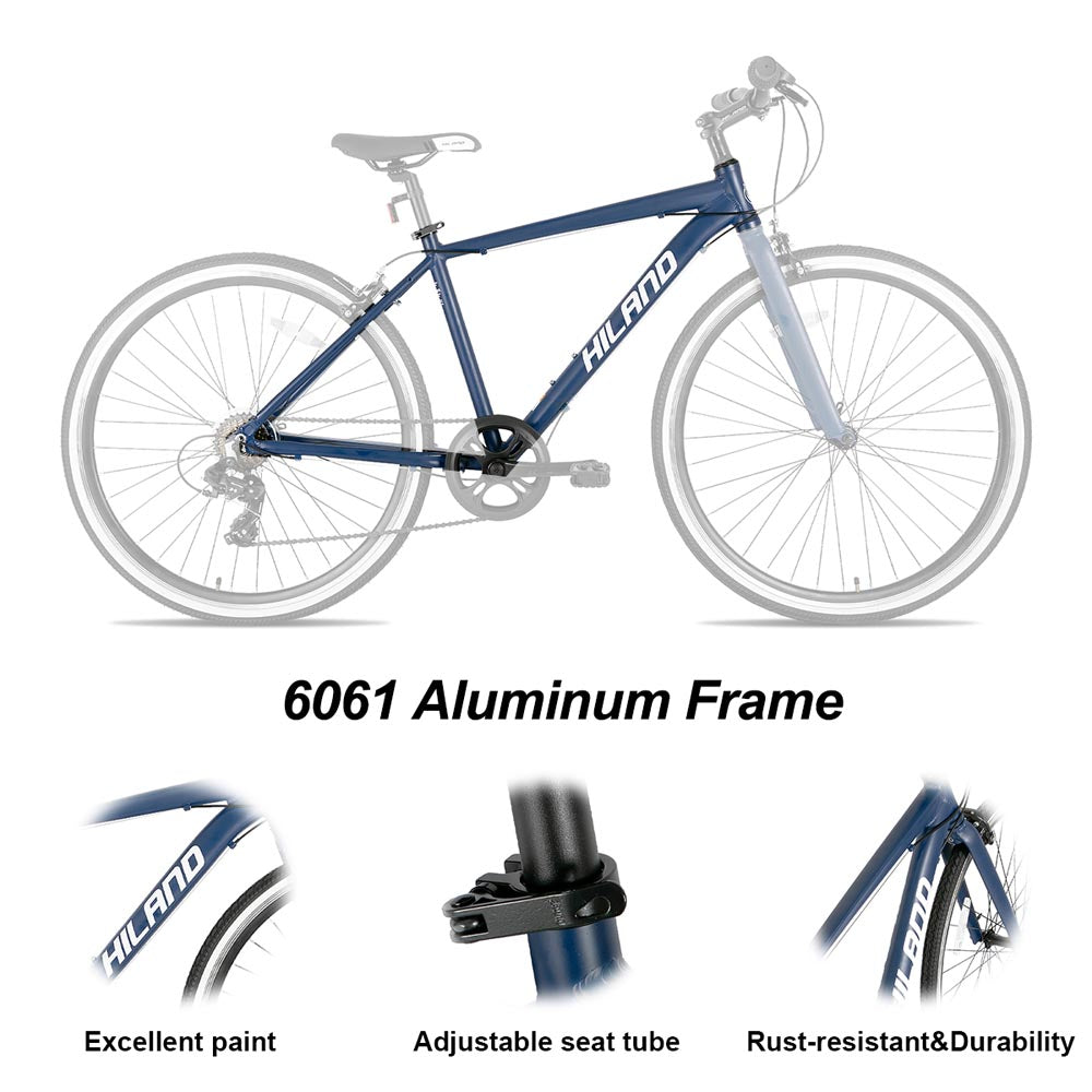 Hiland Flow 700C Wheels Hybrid Bike for Mens and Womens Urban Commuter Bike