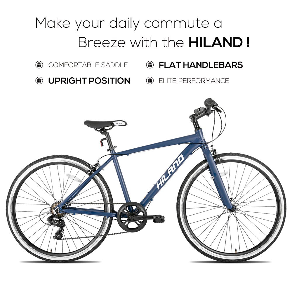 Hiland Flow 700C Wheels Hybrid Bike for Mens and Womens Urban Commuter Bike