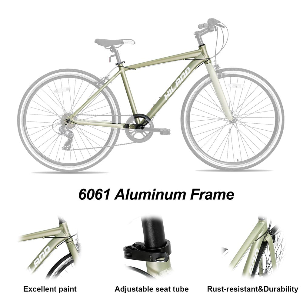 Hiland Flow 700C Wheels Hybrid Bike for Mens and Womens Urban Commuter Bike