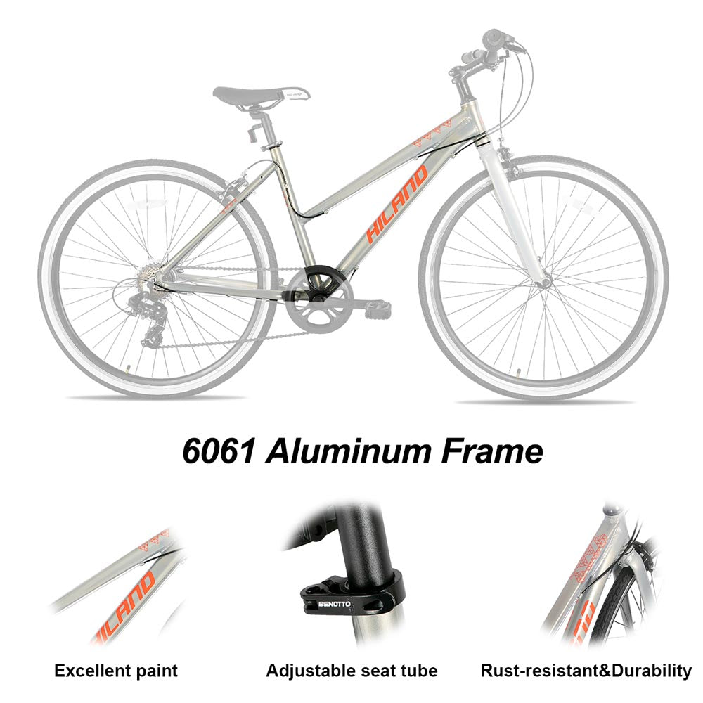 Hiland Flow 700C Wheels Hybrid Bike for Mens and Womens Urban Commuter Bike