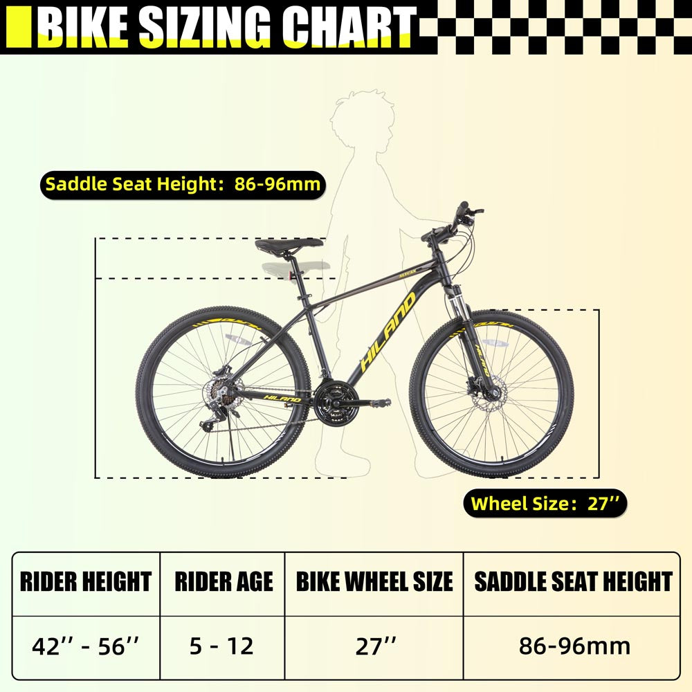 HILAND Slycan 27.5 inch Mountain Bike 21 Speeds Aluminum Frame Hydraulic Disc-Brake