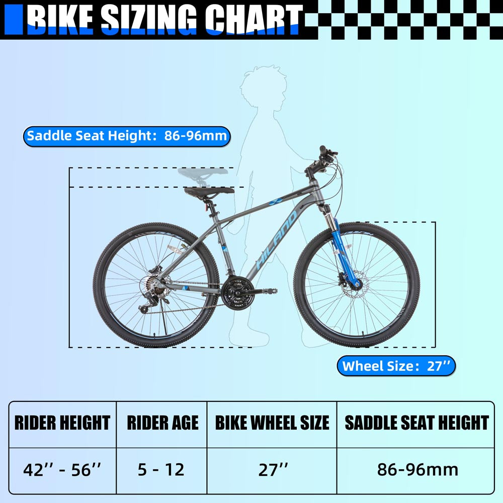 HILAND Slycan 27.5 inch Mountain Bike 21 Speeds Aluminum Frame Hydraulic Disc-Brake