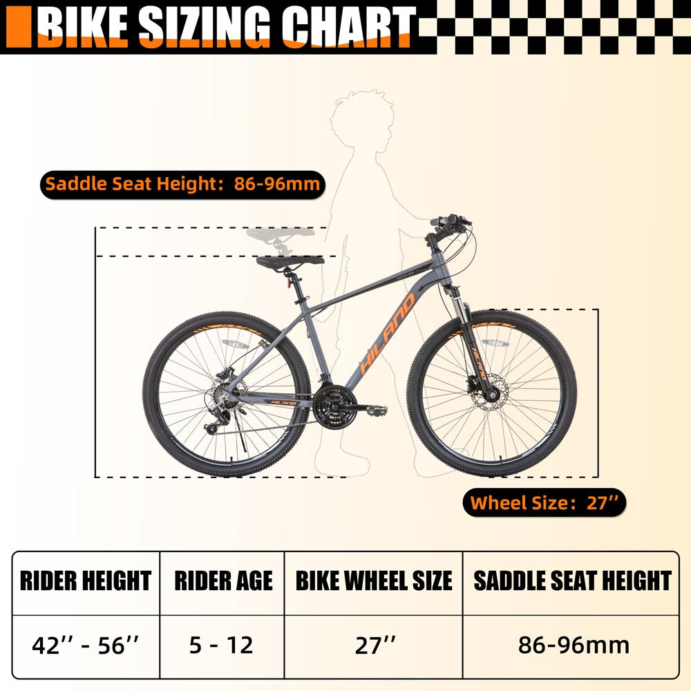 HILAND Slycan 27.5 inch Mountain Bike 21 Speeds Aluminum Frame Hydraulic Disc-Brake